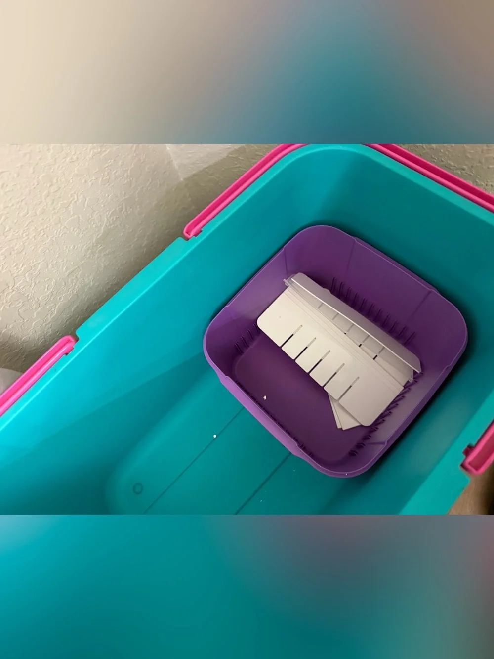 Vintage Eagle Craftstor Sewing Craft Storage Organizer Tote Bin Teal Purple Pink
